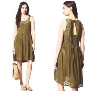 ANTHROPOLOGIE Sleeveless Olive Green Mini Dress S